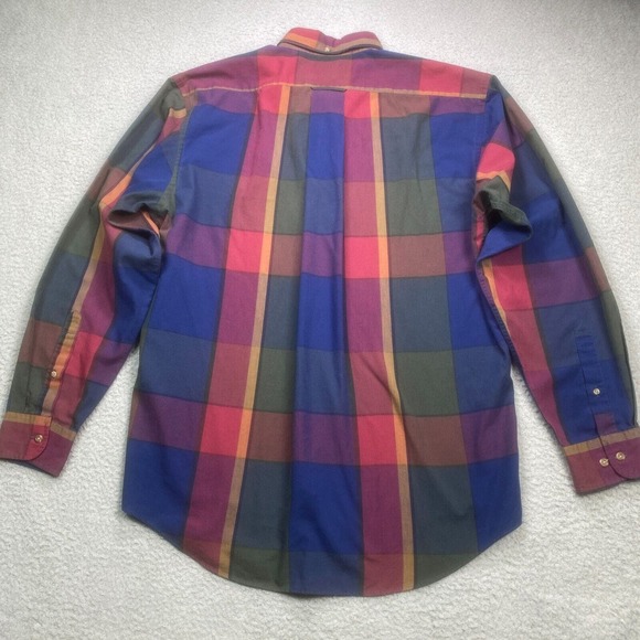 Vintage Roundtree Yorke Shirt Mens Large Long Sleeve Plaid Single Needle 90s - Picture 10 of 13